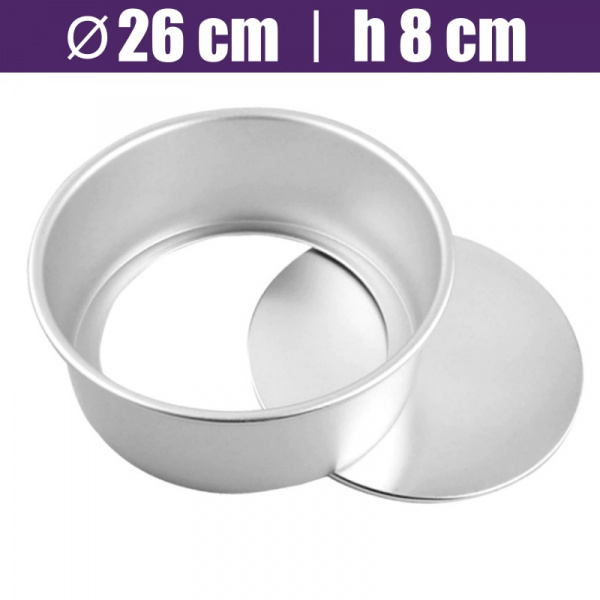 Формы алюминиевая для выпечки Кольцо Ø 26 см, высота 8 см, съёмное дно 24 см