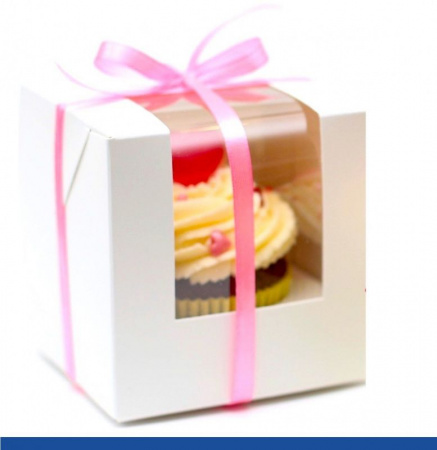 Коробка для 1-го капкейка 10•10•11 см Белая с Окном (сборная) | упак. 5-50 шт