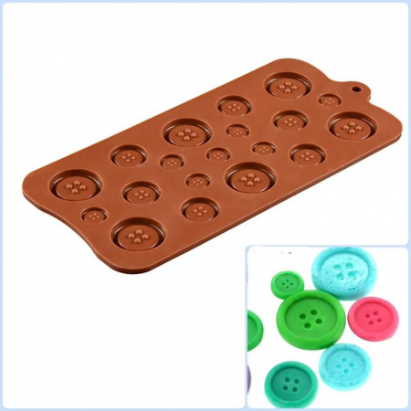 Форма для шоколада, мастики и проч. силиконовая | Пуговицы 19 фигур