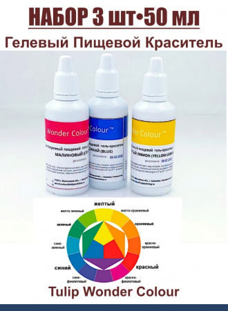 Базовый набор пищевых гелевых красителей 3 шт•50 мл Tulip Wonder Colour Базовый набор пищевых гелевых красителей 3 шт•50 мл Tulip Wonder Colour