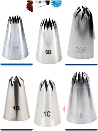 Базовый набор №2 кондитерских насадок 6 шт 7/6FT, 6B, 336, 1B, 1C, 1E Эконом