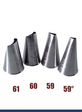 Набор кондитерских насадок 59°(59S), 59, 60, 61 Tulip 4 шт, изогнутый лепесток